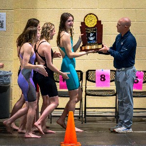 Accepting the trophy